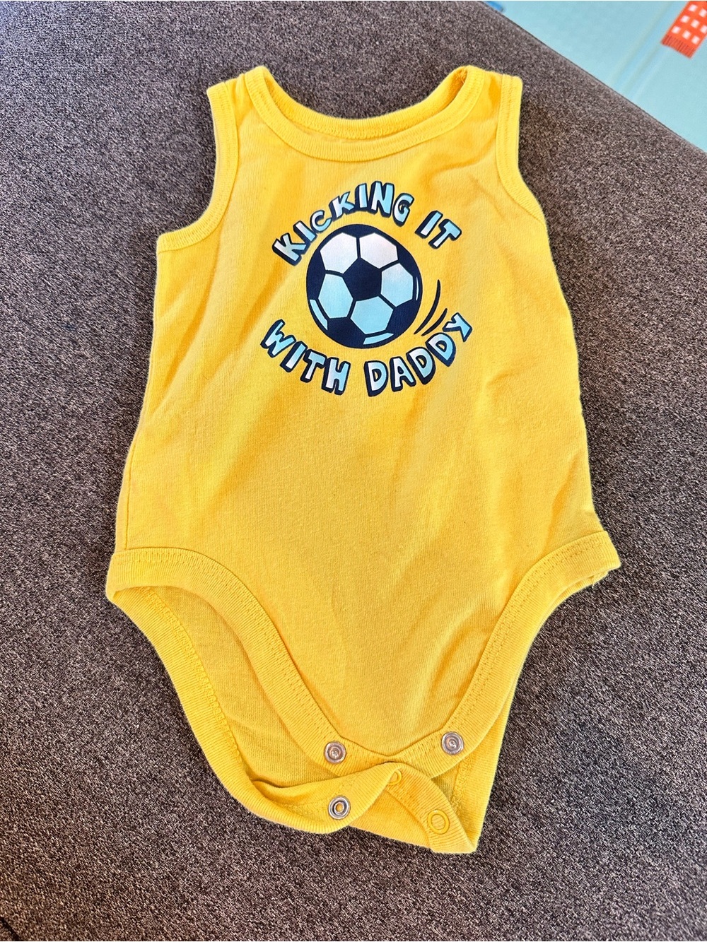 🤑EU Garanimals "Kicking it with Daddy" Yellow Soccer Tank Onesie Bodysuit🤑